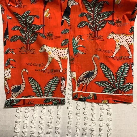 Lilbelle Women’s Kids Orange Pajama Set Medium Animal Print Fun Colorful - Picture 10 of 14